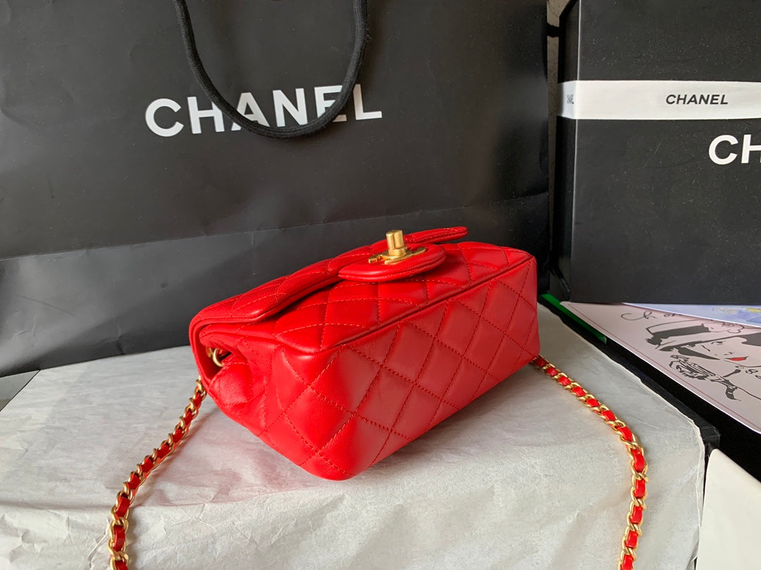 Chanel AS1786# Classic Bag 2020 Red 18x13x7cm