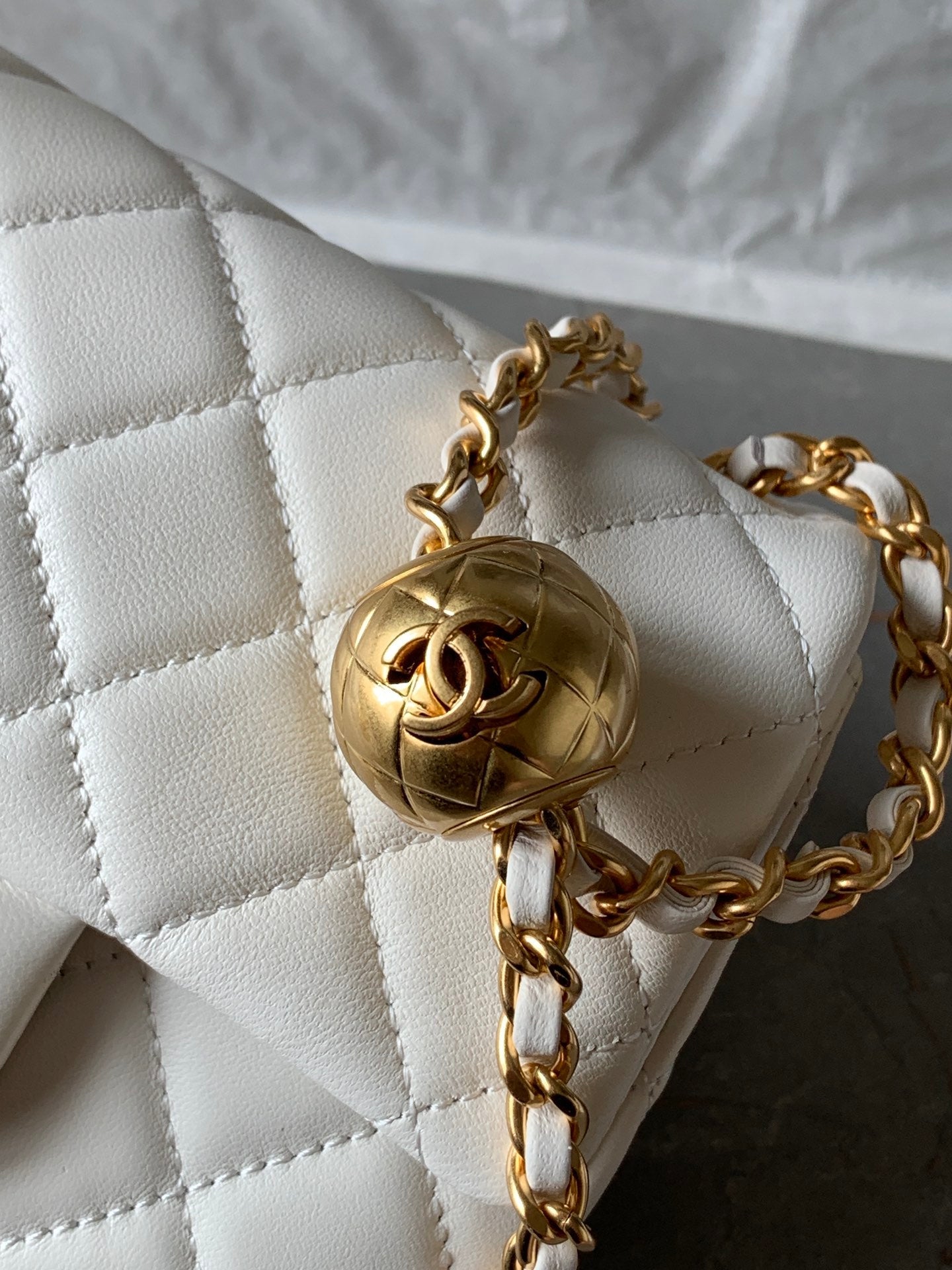 Chanel AS1786# Classic Bag 2020 White 18x13x7cm