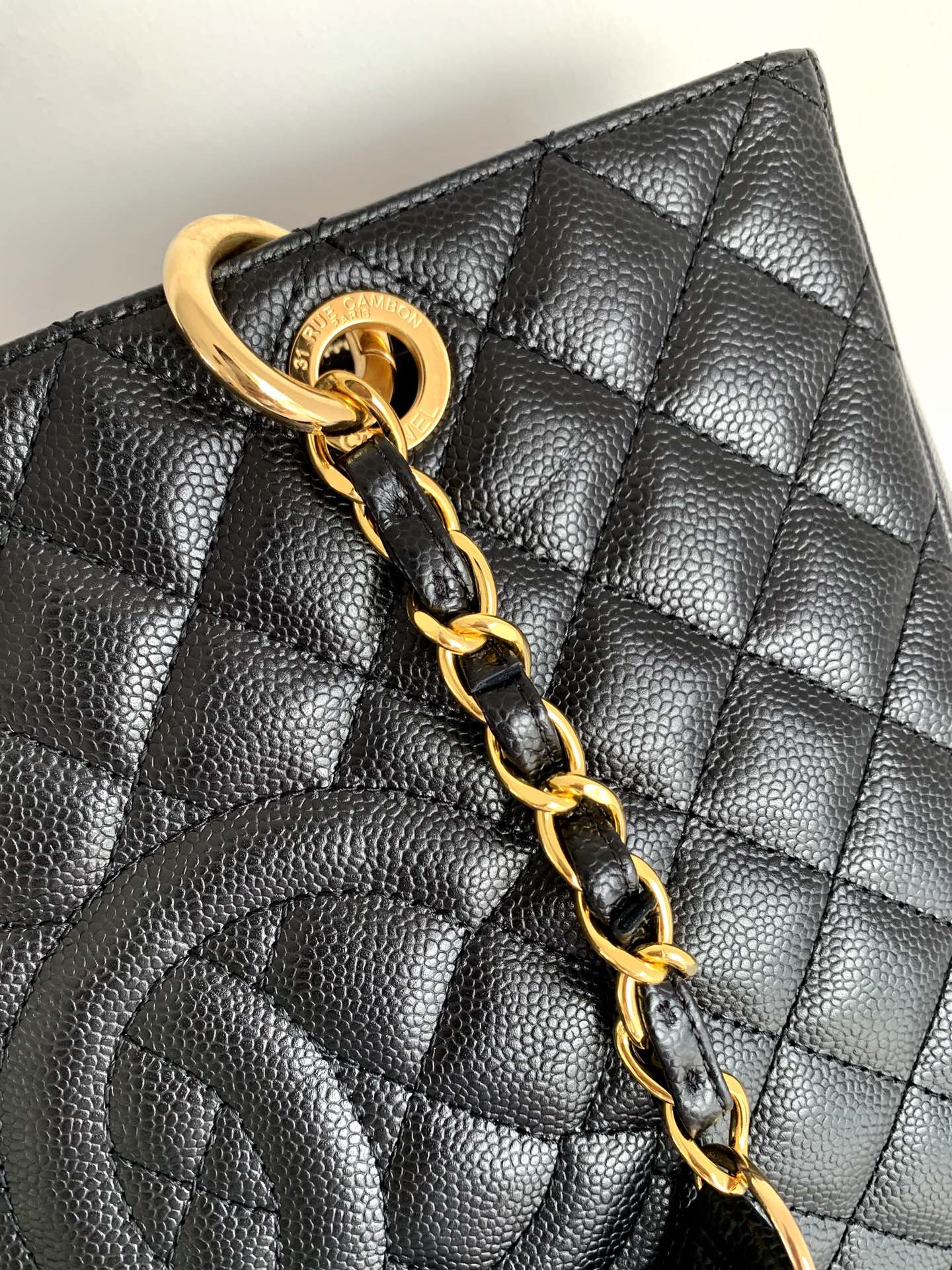 CHANEL BLACK CAVIAR GST GRAND SHOPPER TOTE BAG