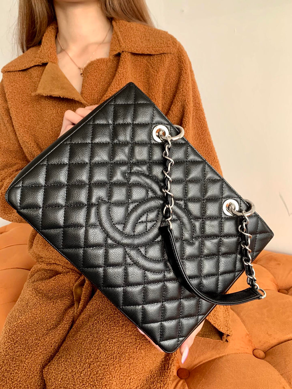 CHANEL BLACK CAVIAR GST GRAND SHOPPER TOTE BAG 34X24X12
