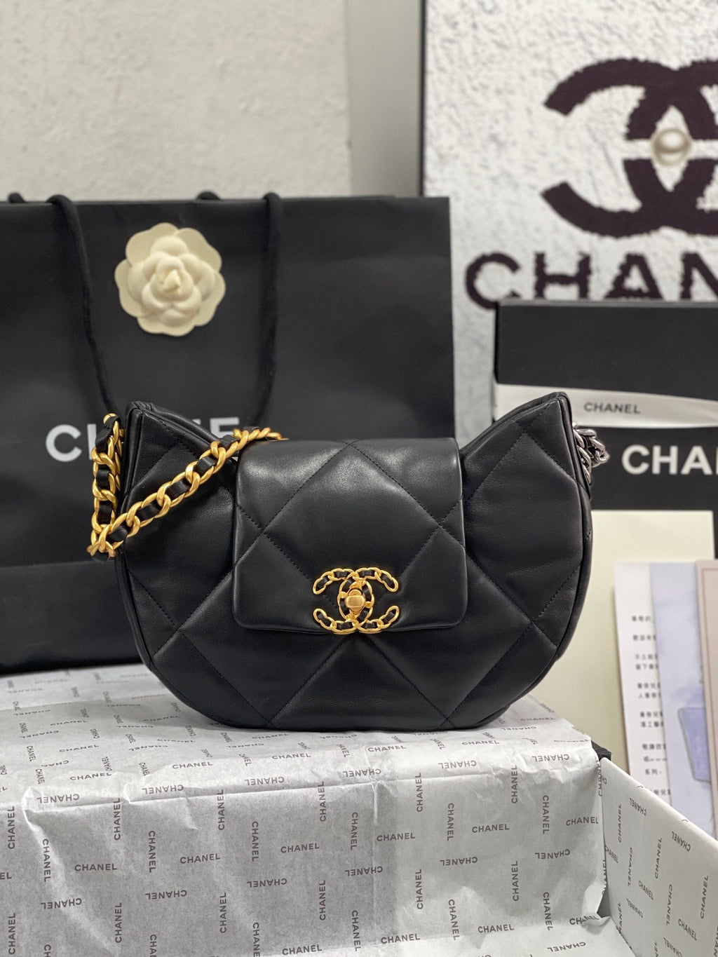 Chanel 19 Hobo Bag Black Quilted Lambskin AS4638