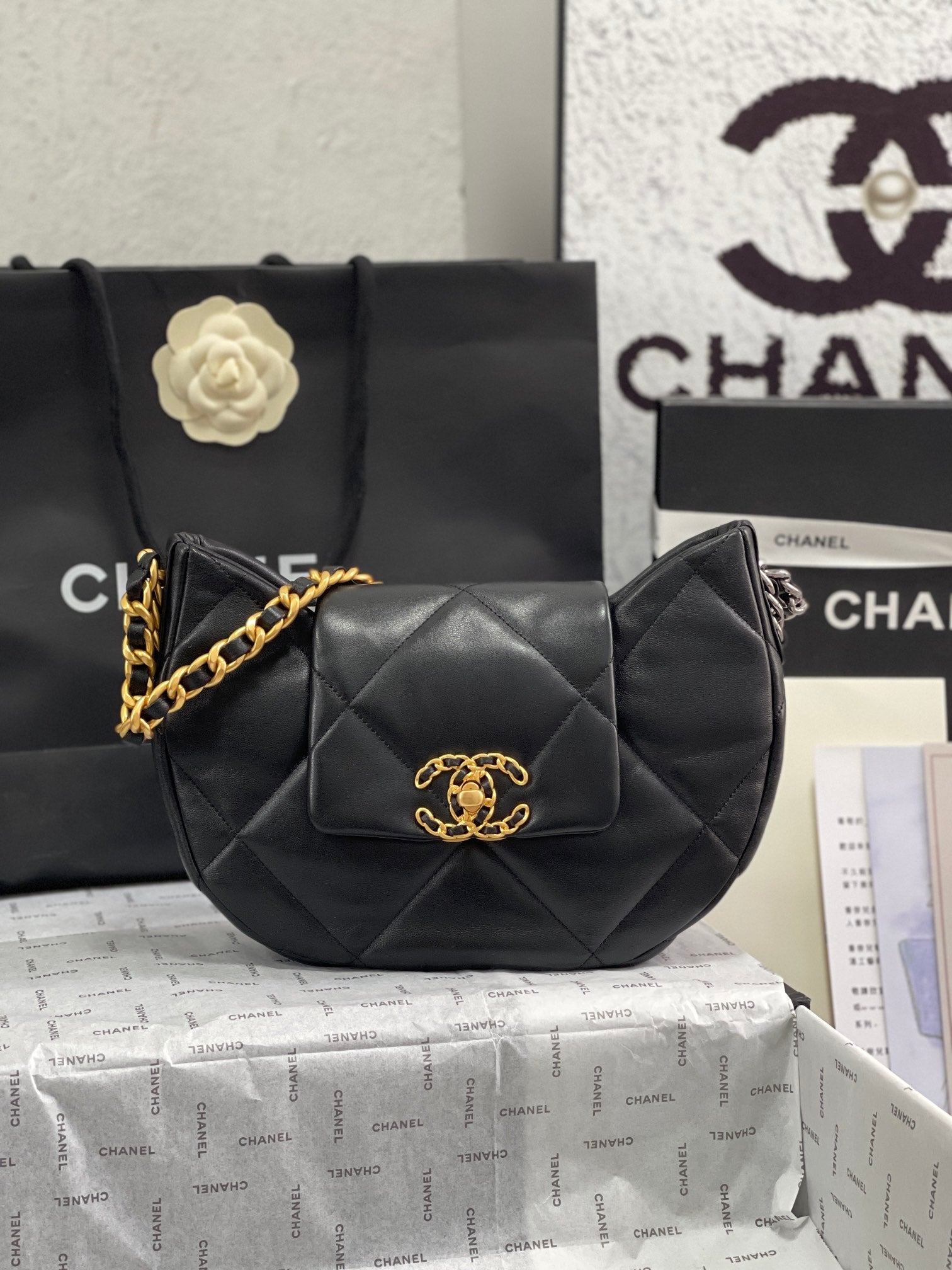 Chanel 19 Hobo Bag Black Quilted Lambskin AS4638
