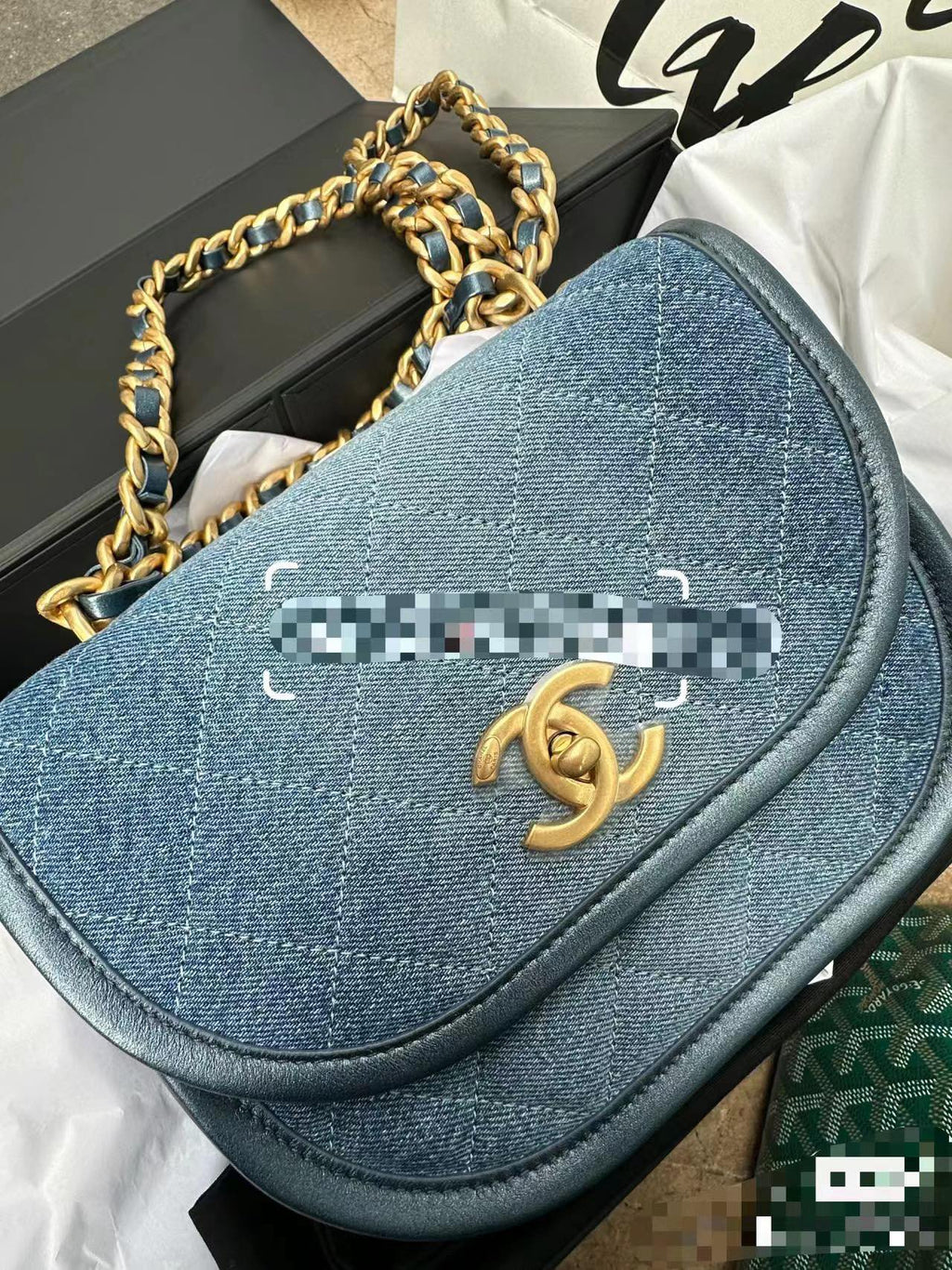 Chanel 24S small denim messenger bag BNIB full set
