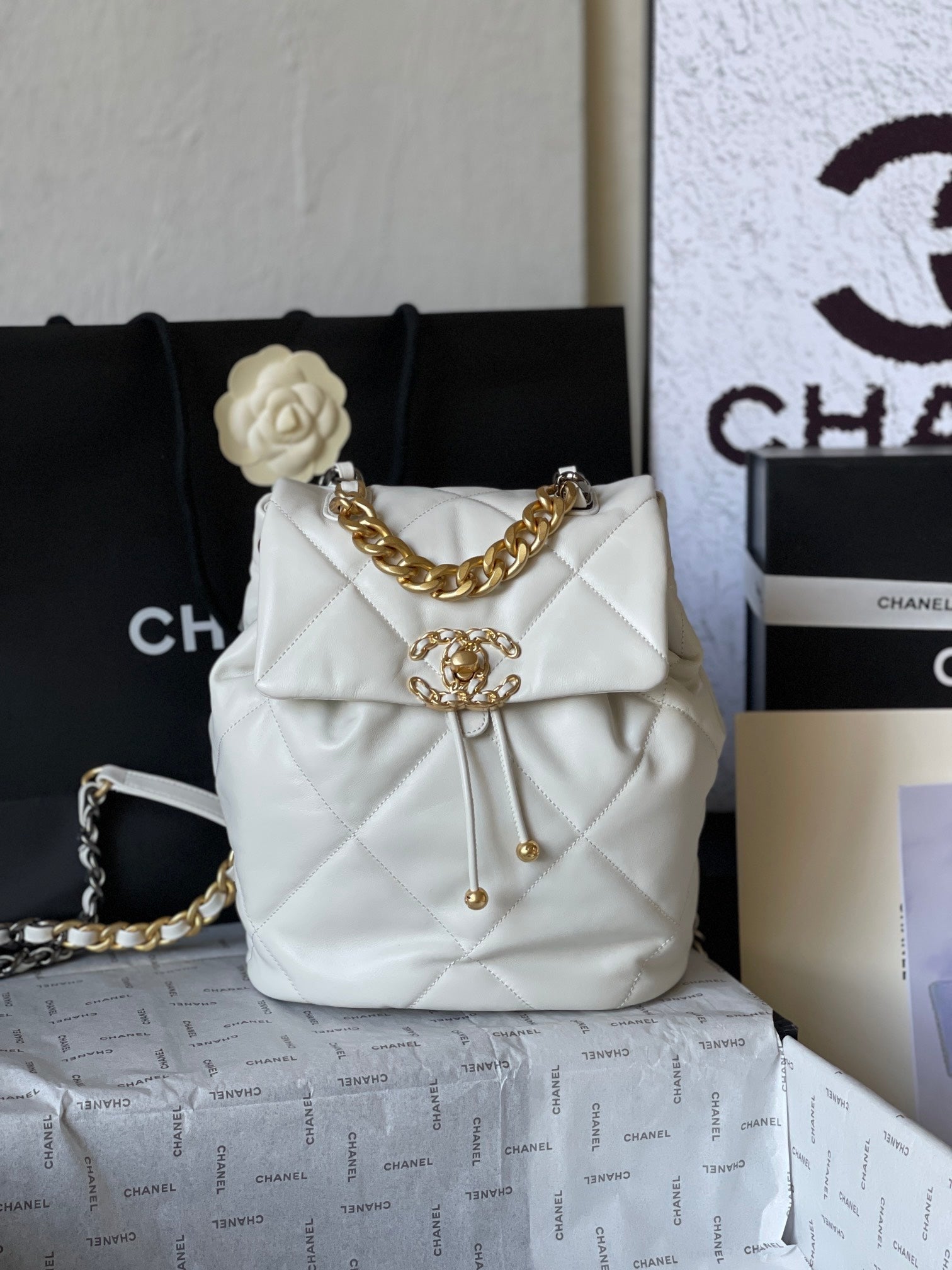 Chane1 24C 19Bag AS4223# White 26x22x16cm
