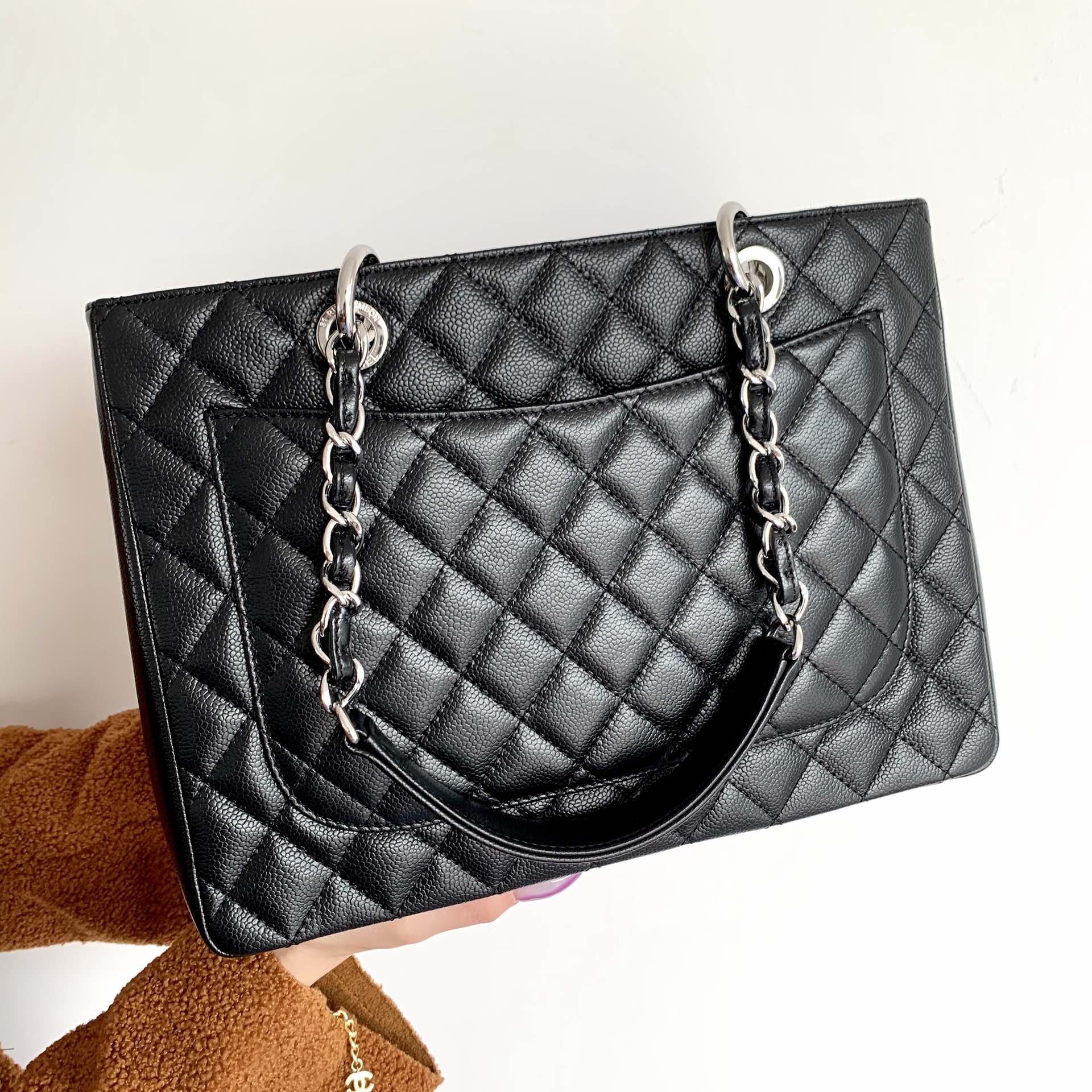 CHANEL BLACK CAVIAR GST GRAND SHOPPER TOTE BAG 34X24X12