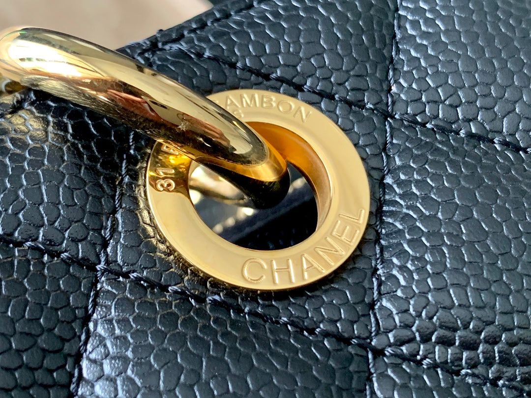 CHANEL BLACK CAVIAR GST GRAND SHOPPER TOTE BAG