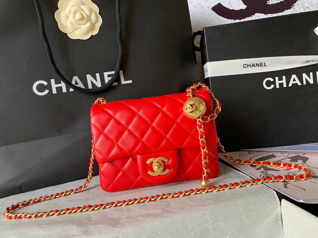 Chanel AS1786# Classic Bag 2020 Red 18x13x7cm