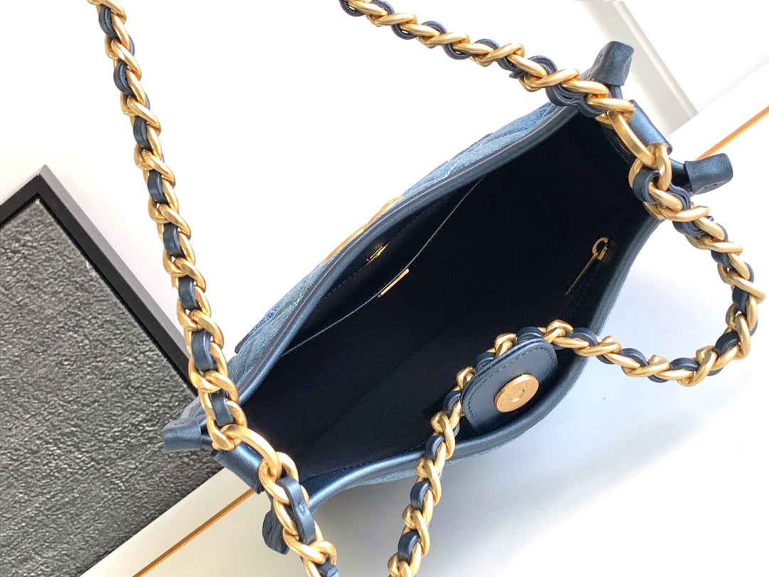 CHANEL Casual Style Denim Chain Plain Leather Party Style