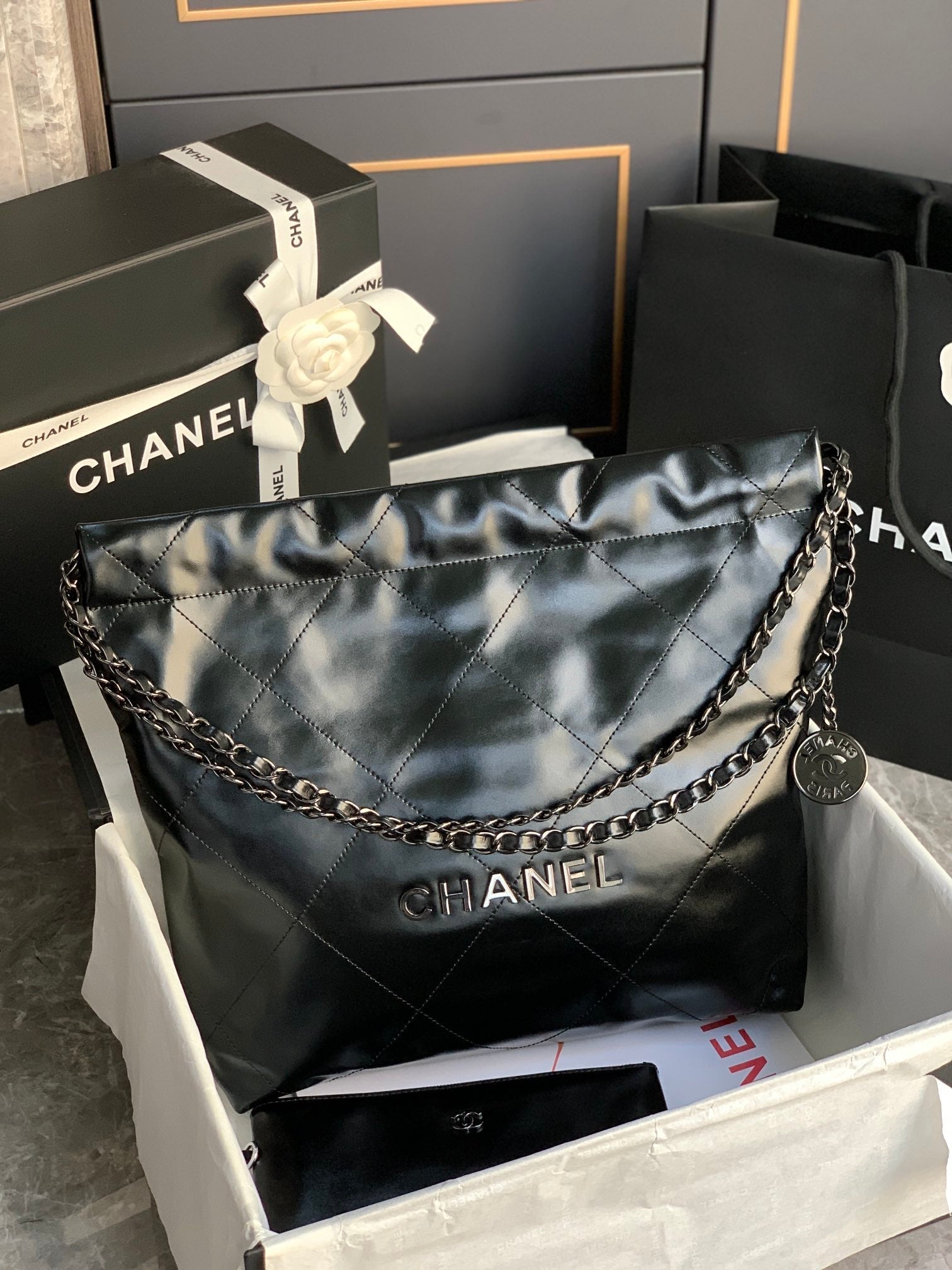 Chanel 22 Handbag Black Bag 35x37x7cm