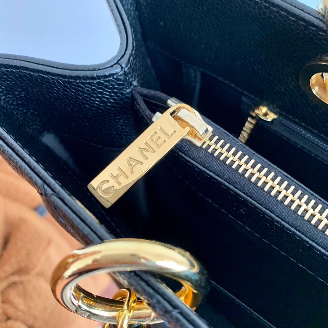 CHANEL BLACK CAVIAR GST GRAND SHOPPER TOTE BAG