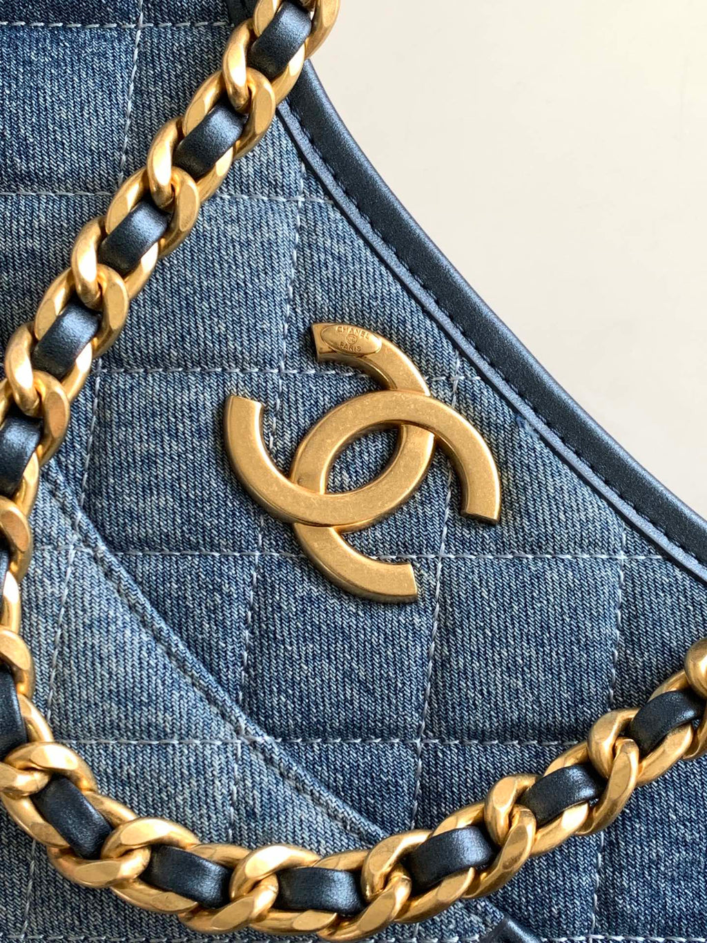 CHANEL Casual Style Denim Chain Plain Leather Party Style