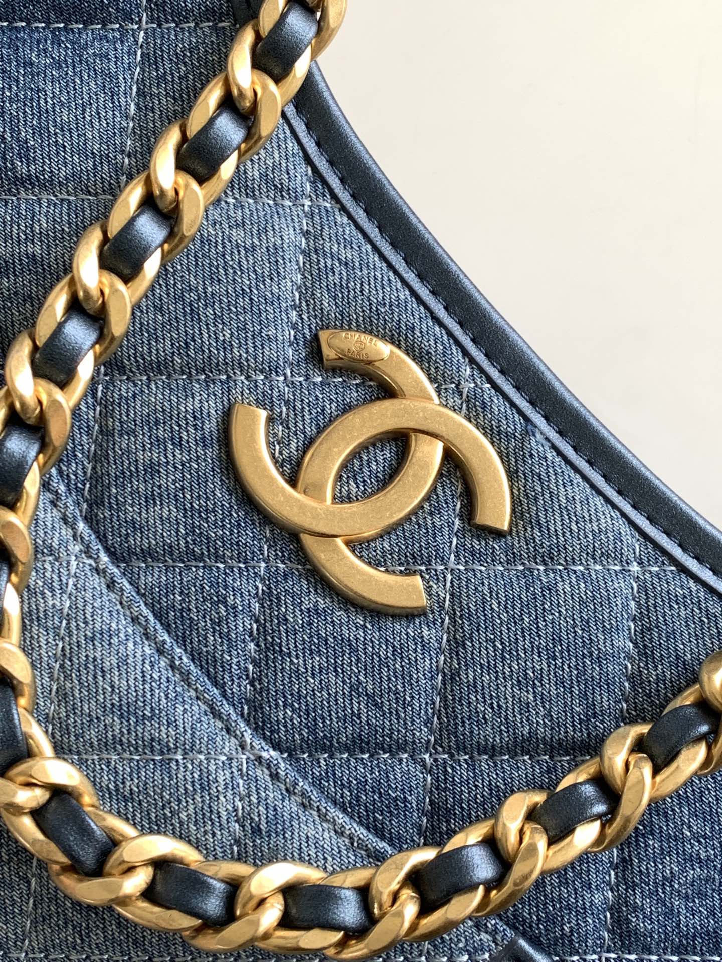 CHANEL Casual Style Denim Chain Plain Leather Party Style