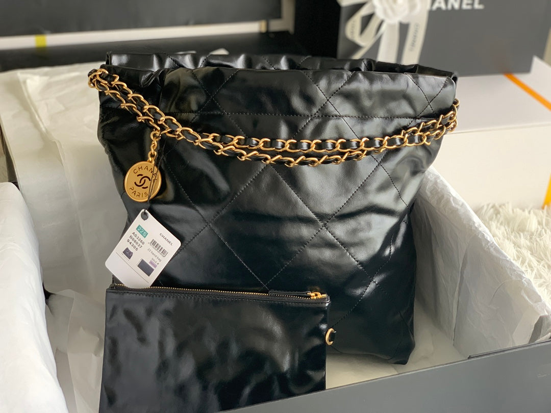 Chanel 22 Handbag AS3260# Black Bag 35x37x7cm