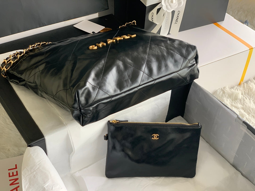 Chanel 22 Handbag AS3260# Black Bag 35x37x7cm