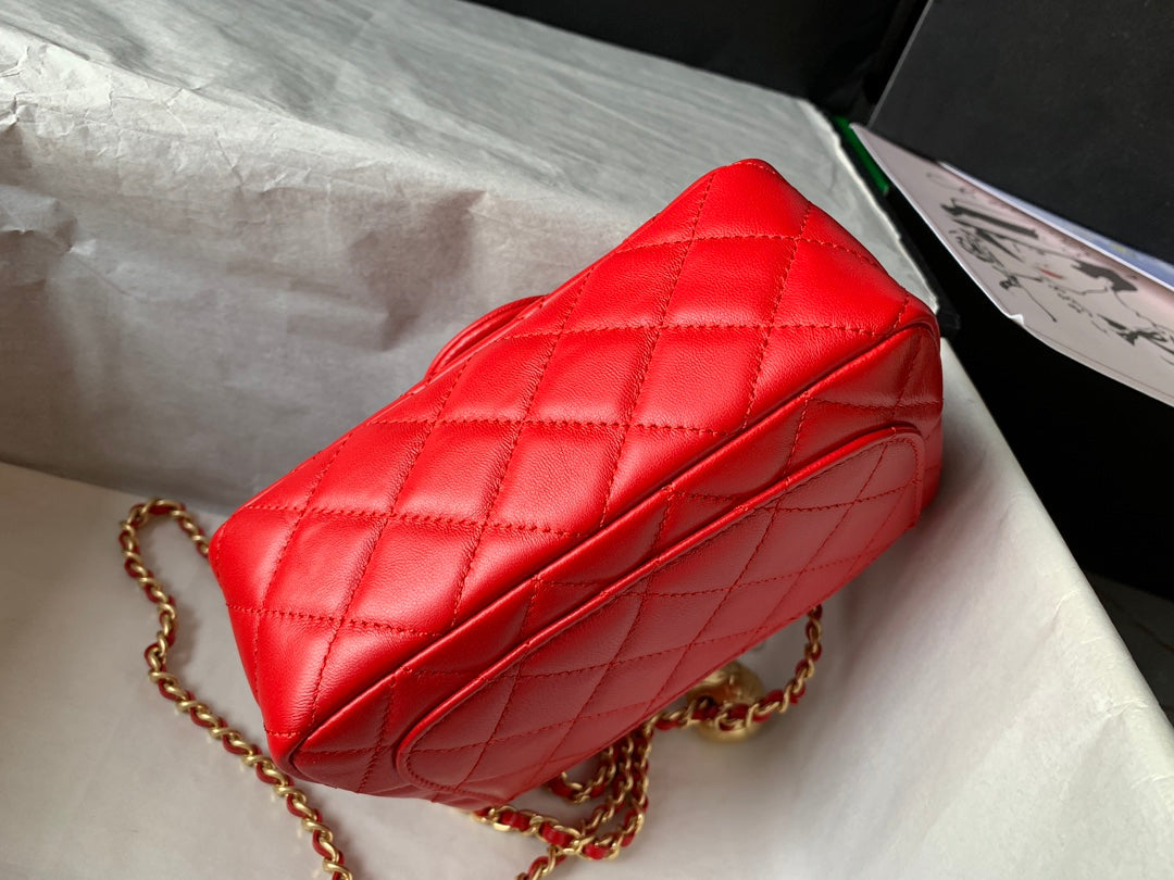 Chanel AS1786# Classic Bag 2020 Red 18x13x7cm