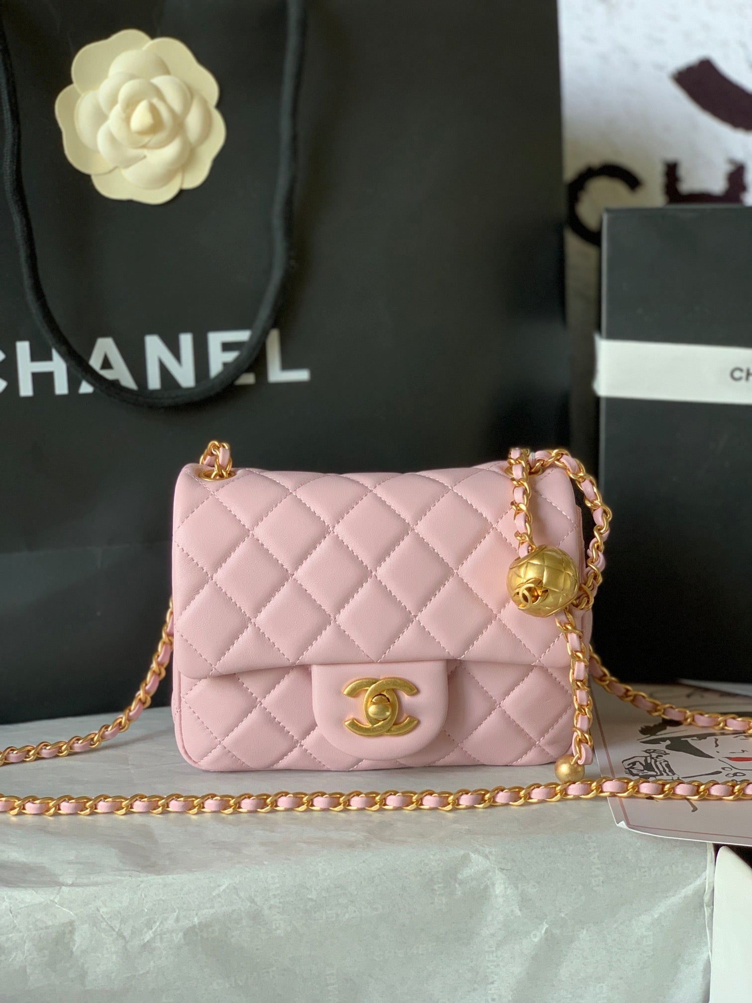 Chanel AS1786# Classic Bag 2020 Pink 18x13x7cm
