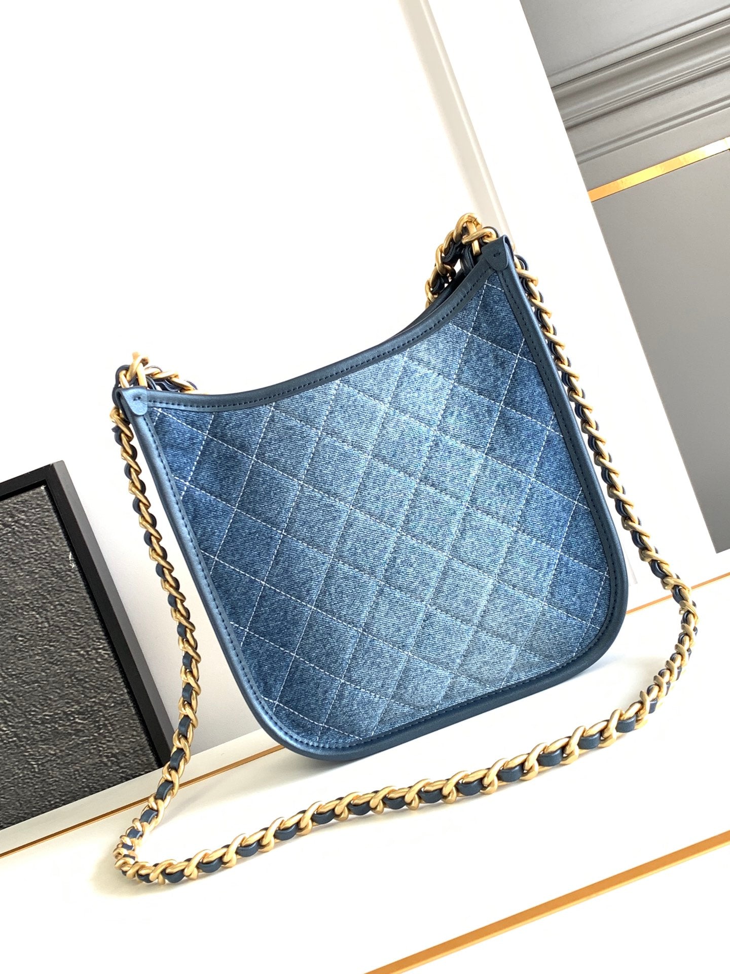 CHANEL Casual Style Denim Chain Plain Leather Party Style