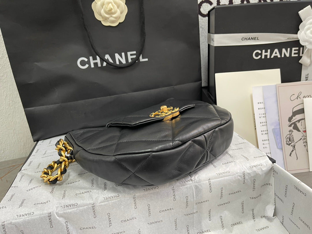 Chanel 19 Hobo Bag Black Quilted Lambskin AS4638