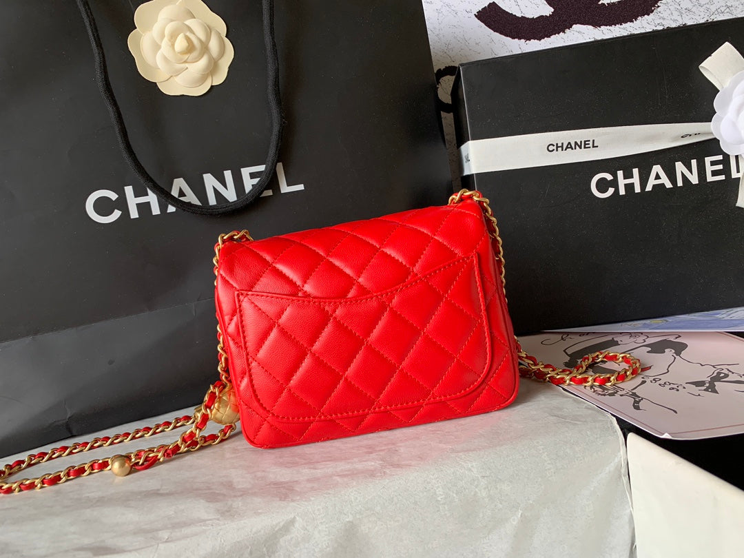 Chanel AS1786# Classic Bag 2020 Red 18x13x7cm