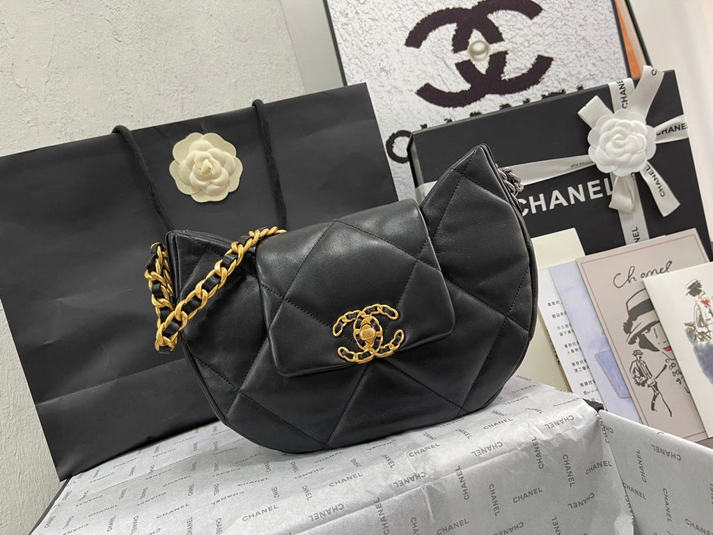 Chanel 19 Hobo Bag Black Quilted Lambskin AS4638