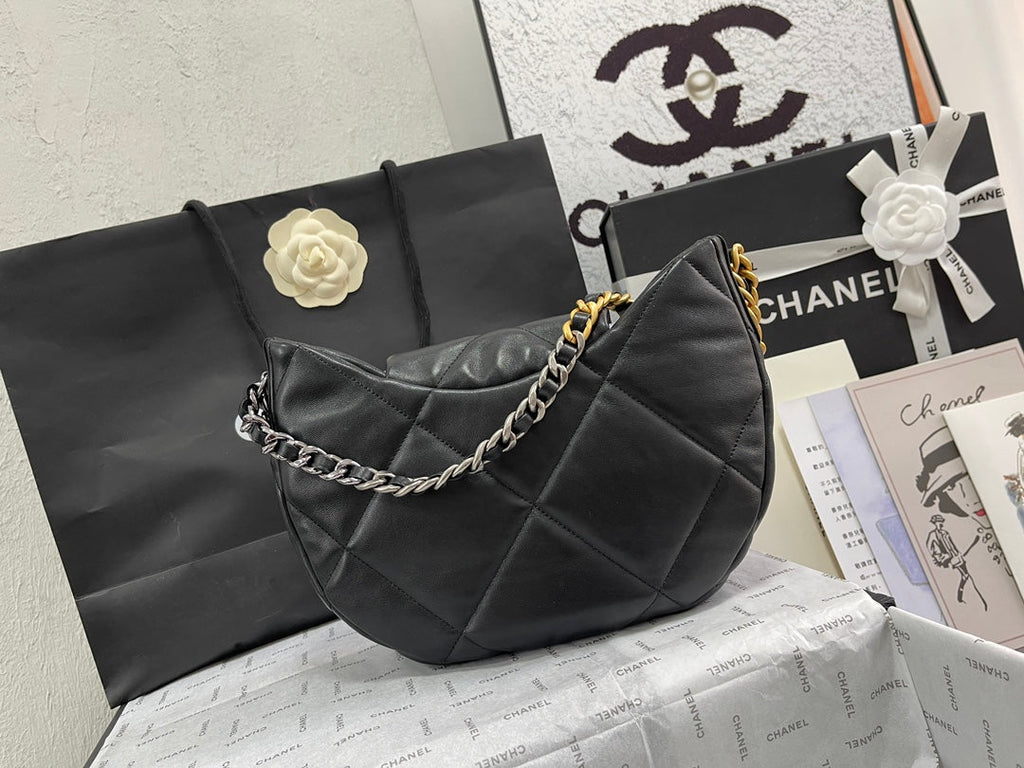 Chanel 19 Hobo Bag Black Quilted Lambskin AS4638