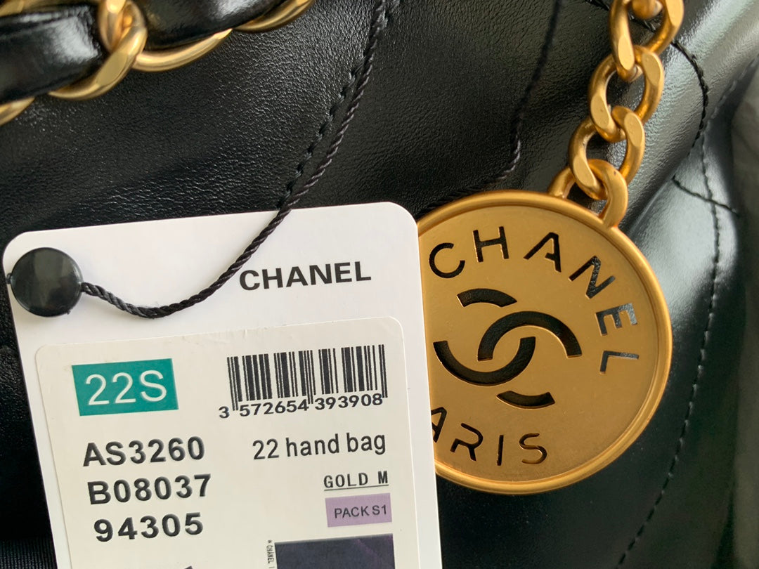 Chanel 22 Handbag AS3260# Black Bag 35x37x7cm
