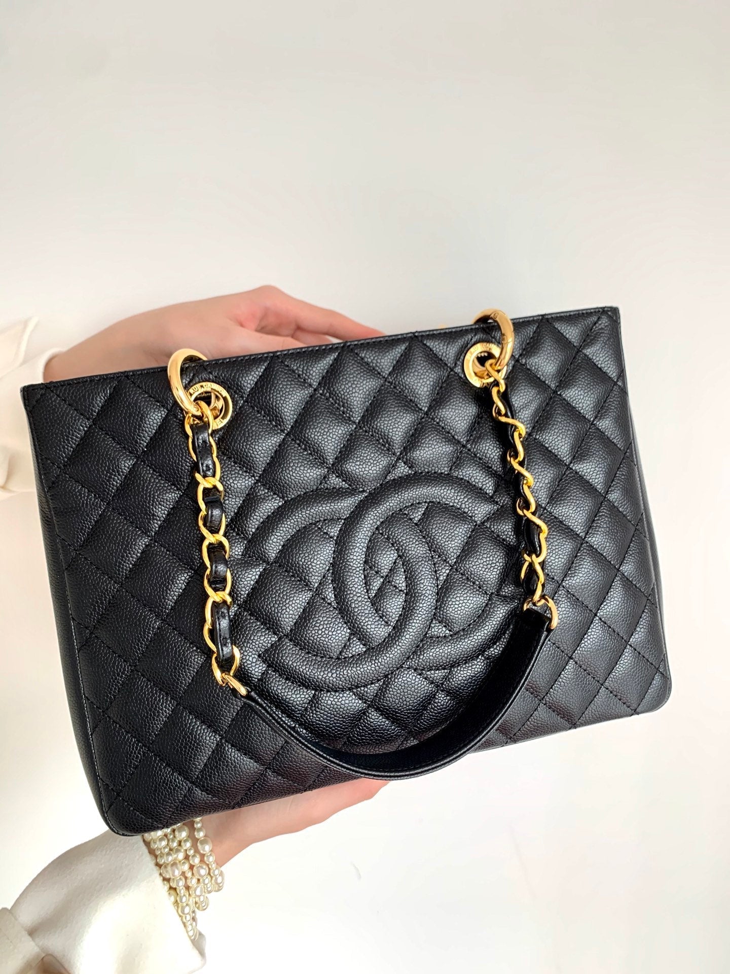 CHANEL BLACK CAVIAR GST GRAND SHOPPER TOTE BAG
